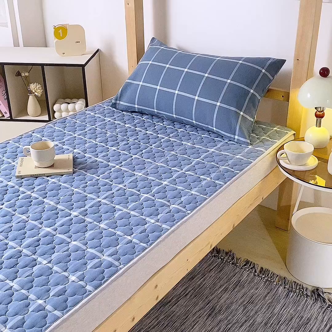 91家纺网 家纺一手货源 找家纺 乐逸家纺 2026新款A类纯棉全棉色织水洗棉床护垫床褥学生宿舍单人出租房专用可水洗床褥软床垫 全棉床褥蓝大格