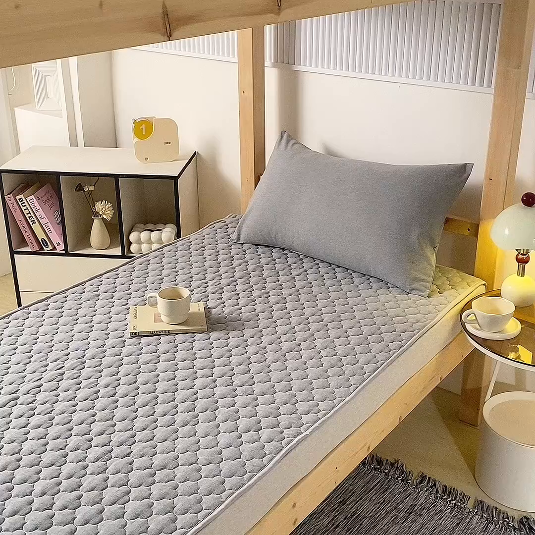 91家纺网 家纺一手货源 找家纺 乐逸家纺 2026新款A类纯棉全棉色织水洗棉床护垫床褥学生宿舍单人出租房专用可水洗床褥软床垫 全棉床褥浅灰