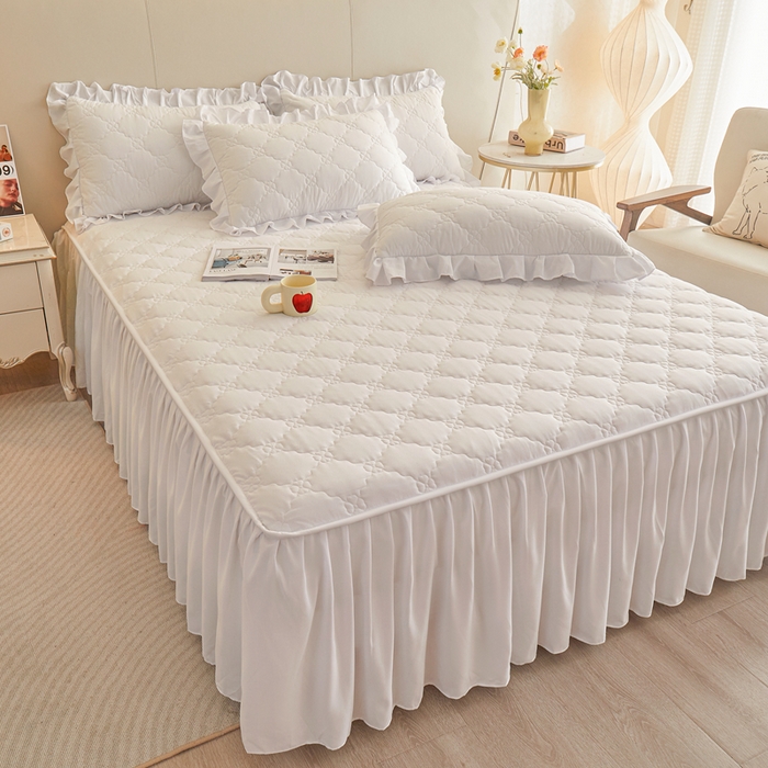 91家纺网 家纺一手货源 找家纺 （总）怡源梦 2026新款幸运草夹棉床裙床裙单品床裙单件