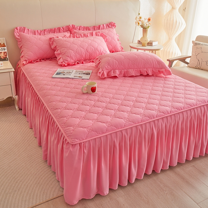 91家纺网 家纺一手货源 找家纺 （总）怡源梦 2026新款幸运草夹棉床裙床裙单品床裙单件