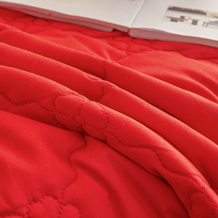 91家纺网 家纺一手货源 找家纺 怡源梦 2026新款幸运草夹棉床裙床裙单品床裙单件 幸运草-大红