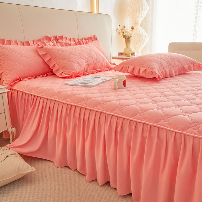 91家纺网 家纺一手货源 找家纺 怡源梦 2026新款幸运草夹棉床裙床裙单品床裙单件 幸运草-玉色