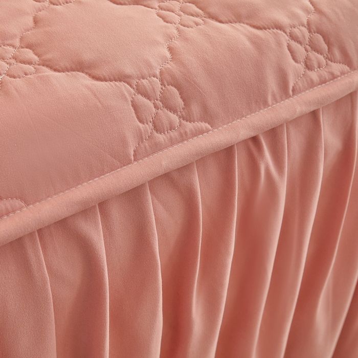 91家纺网 家纺一手货源 找家纺 怡源梦 2026新款幸运草夹棉床裙床裙单品床裙单件 幸运草-豆沙