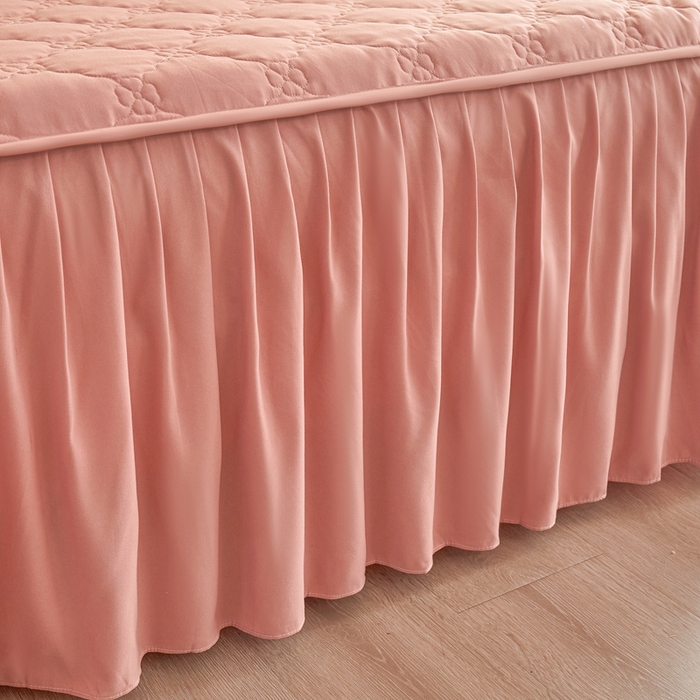 91家纺网 家纺一手货源 找家纺 怡源梦 2026新款幸运草夹棉床裙床裙单品床裙单件 幸运草-豆沙