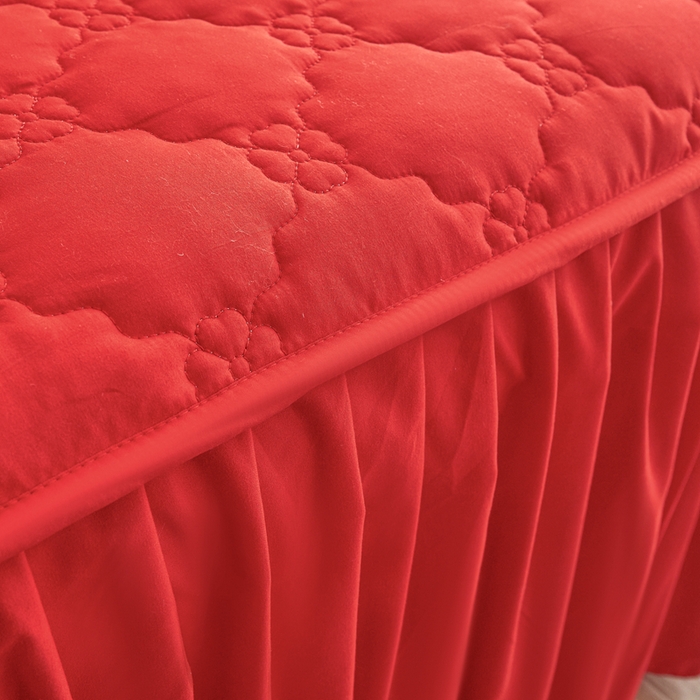 91家纺网 家纺一手货源 找家纺 怡源梦 2026新款幸运草夹棉床裙床裙单品床裙单件 幸运草-大红