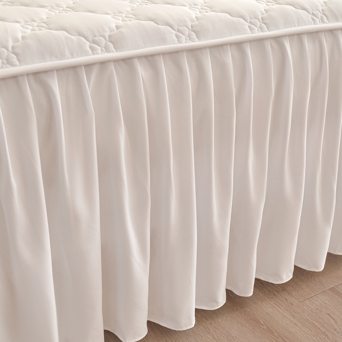 91家纺网 家纺一手货源 找家纺 怡源梦 2026新款幸运草夹棉床裙床裙单品床裙单件 幸运草-纯白