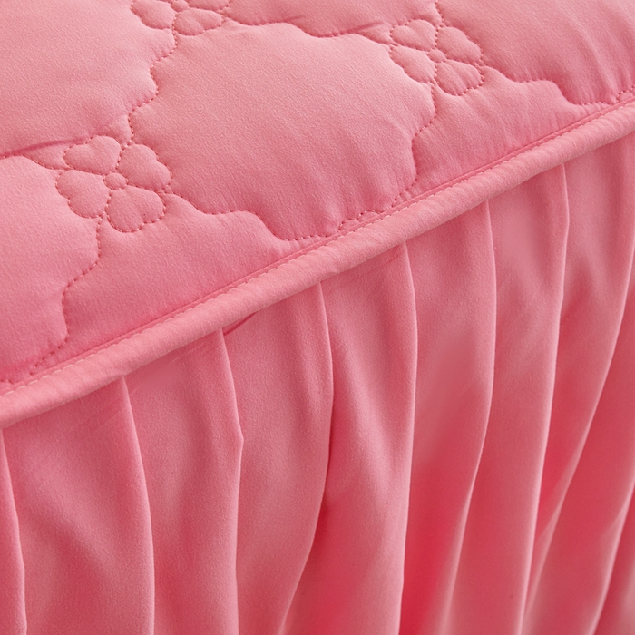 91家纺网 家纺一手货源 找家纺 怡源梦 2026新款幸运草夹棉床裙床裙单品床裙单件 幸运草-粉色