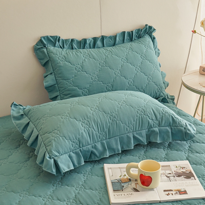 91家纺网 家纺一手货源 找家纺 怡源梦 2026新款幸运草夹棉床裙床裙单品床裙单件 幸运草-兰色