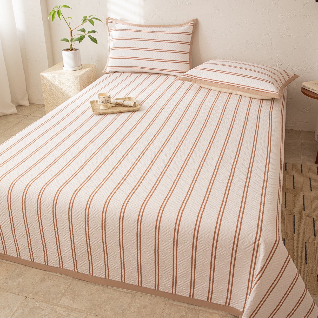 91家纺网 家纺一手货源 找家纺 雅萱家纺 2026春夏新款全棉老粗布床盖 床盖单件 床盖-卡其色