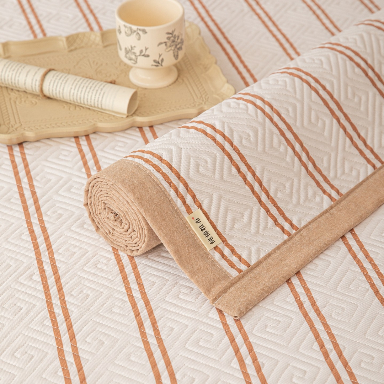 91家纺网 家纺一手货源 找家纺 雅萱家纺 2026春夏新款全棉老粗布床盖 床盖单件 床盖-卡其色