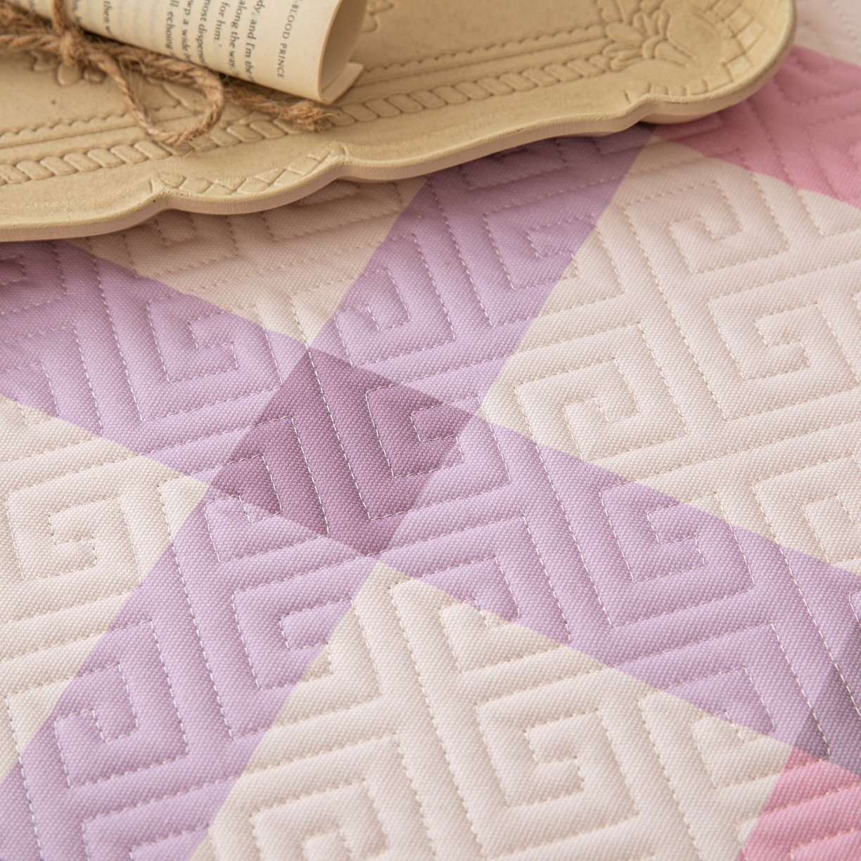 91家纺网 家纺一手货源 找家纺 雅萱家纺 2026春夏新款全棉老粗布床盖 床盖单件 床盖-条纹紫