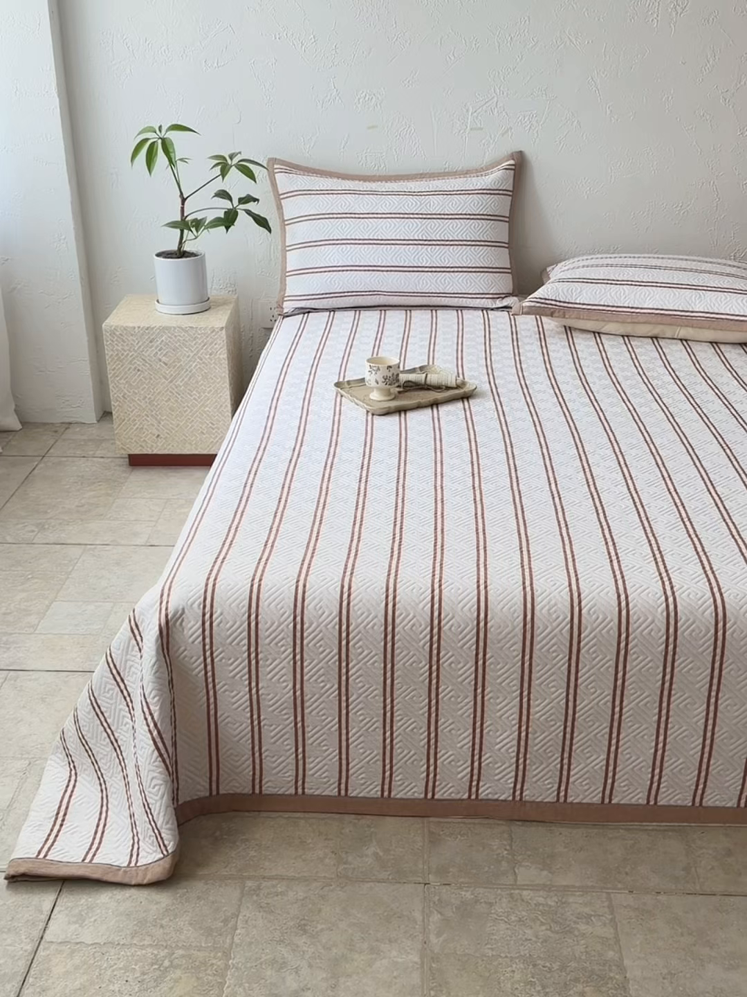 91家纺网 家纺一手货源 找家纺 雅萱家纺 2026春夏新款全棉老粗布床盖 床盖单件 床盖-卡其色