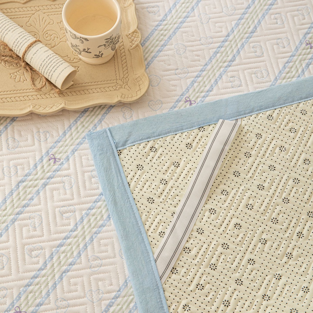 91家纺网 家纺一手货源 找家纺 雅萱家纺 2026春夏新款全棉老粗布软席凉席席子 软席-蝴蝶结