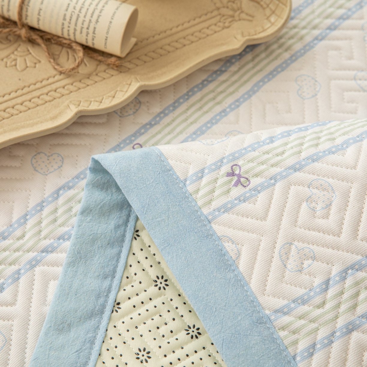 91家纺网 家纺一手货源 找家纺 雅萱家纺 2026春夏新款全棉老粗布软席凉席席子 软席-蝴蝶结