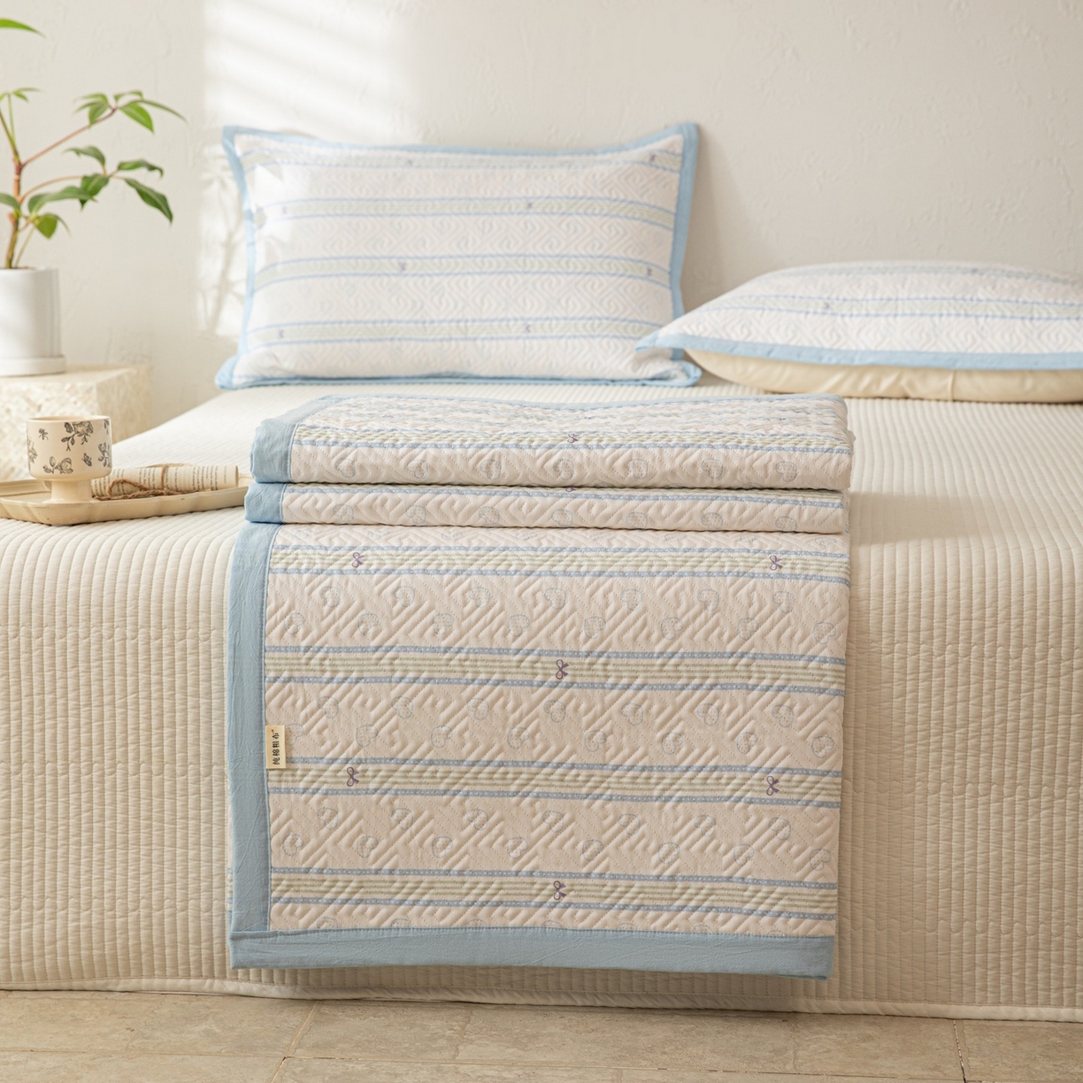 91家纺网 家纺一手货源 找家纺 雅萱家纺 2026春夏新款全棉老粗布软席凉席席子 软席-蝴蝶结