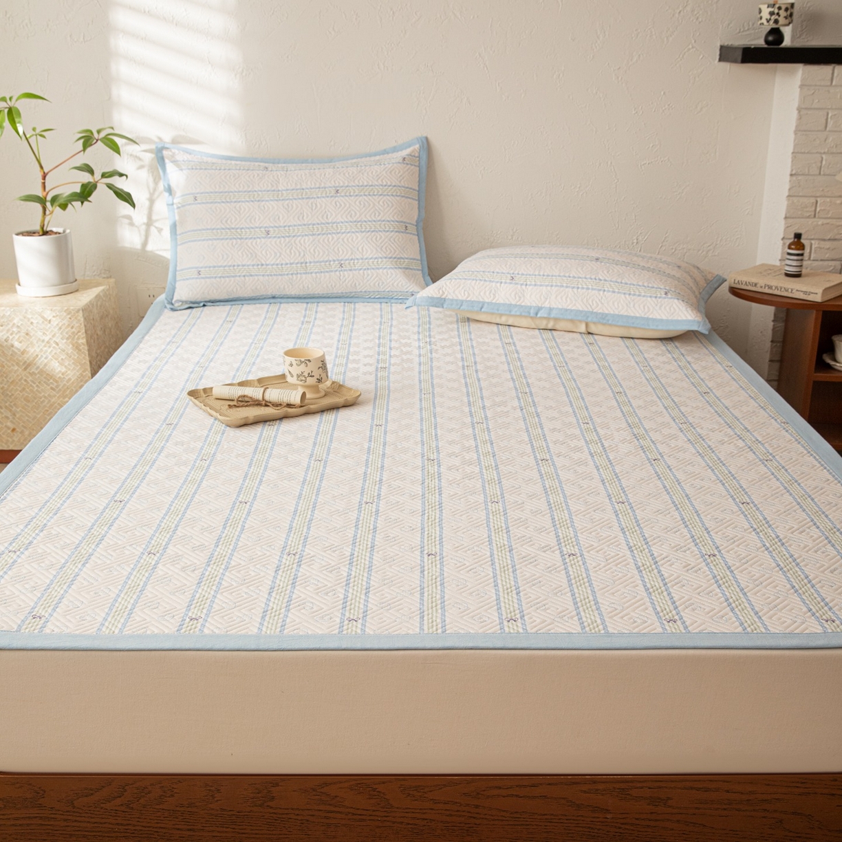 91家纺网 家纺一手货源 找家纺 雅萱家纺 2026春夏新款全棉老粗布软席凉席席子 软席-蝴蝶结