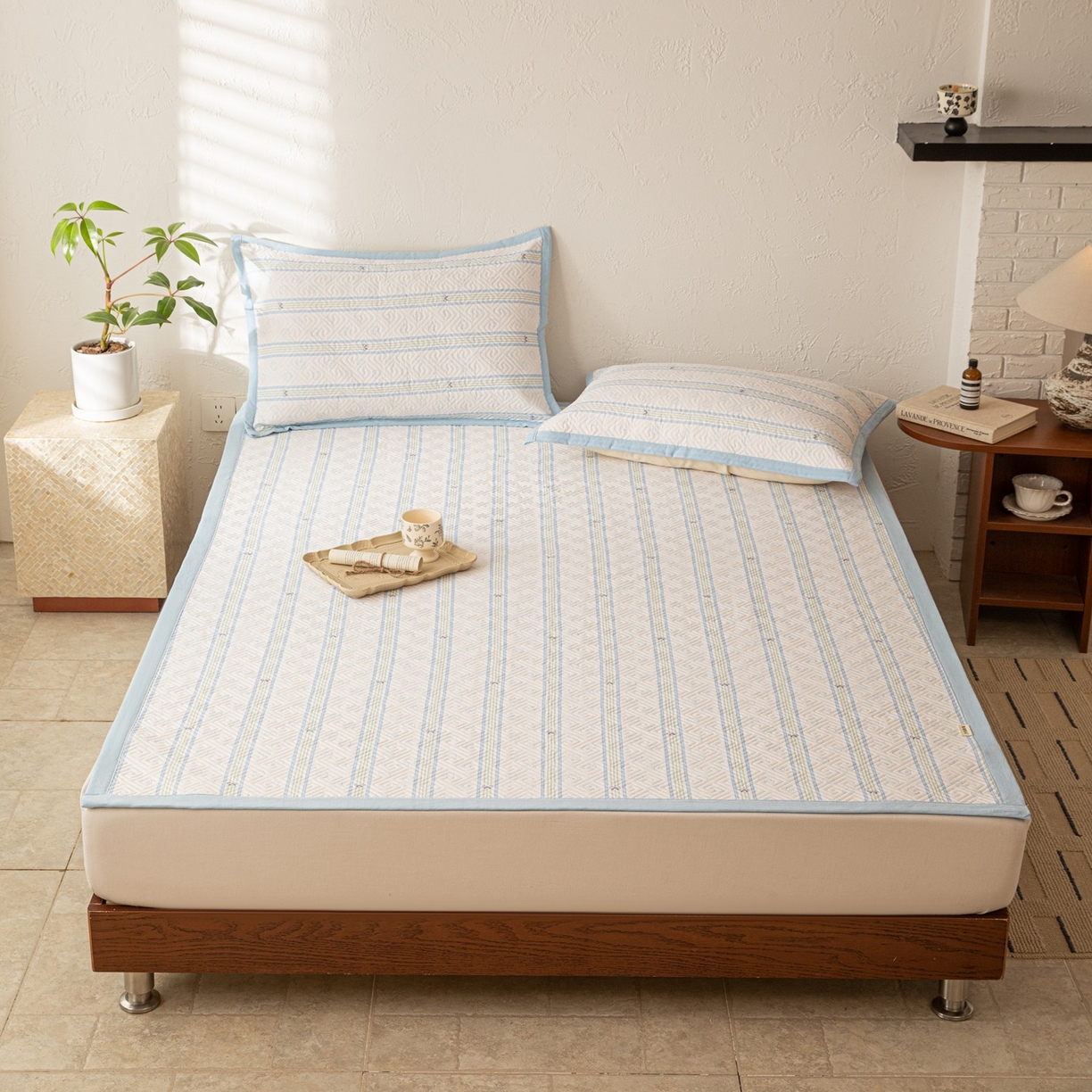 91家纺网 家纺一手货源 找家纺 雅萱家纺 2026春夏新款全棉老粗布软席凉席席子 软席-蝴蝶结