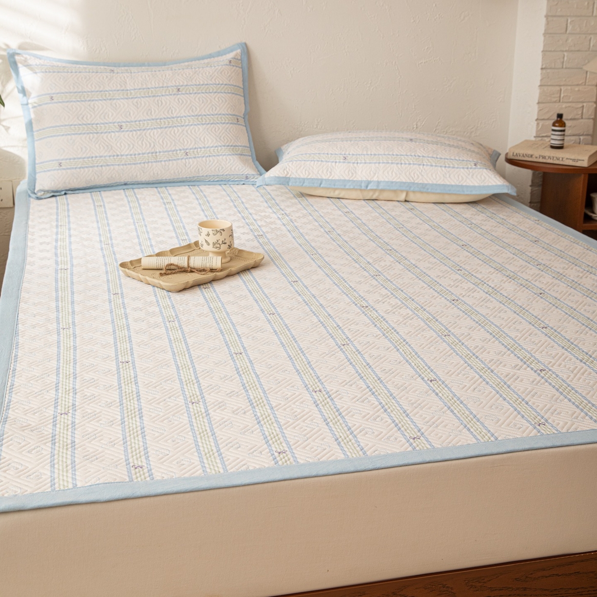 91家纺网 家纺一手货源 找家纺 雅萱家纺 2026春夏新款全棉老粗布软席凉席席子 软席-蝴蝶结