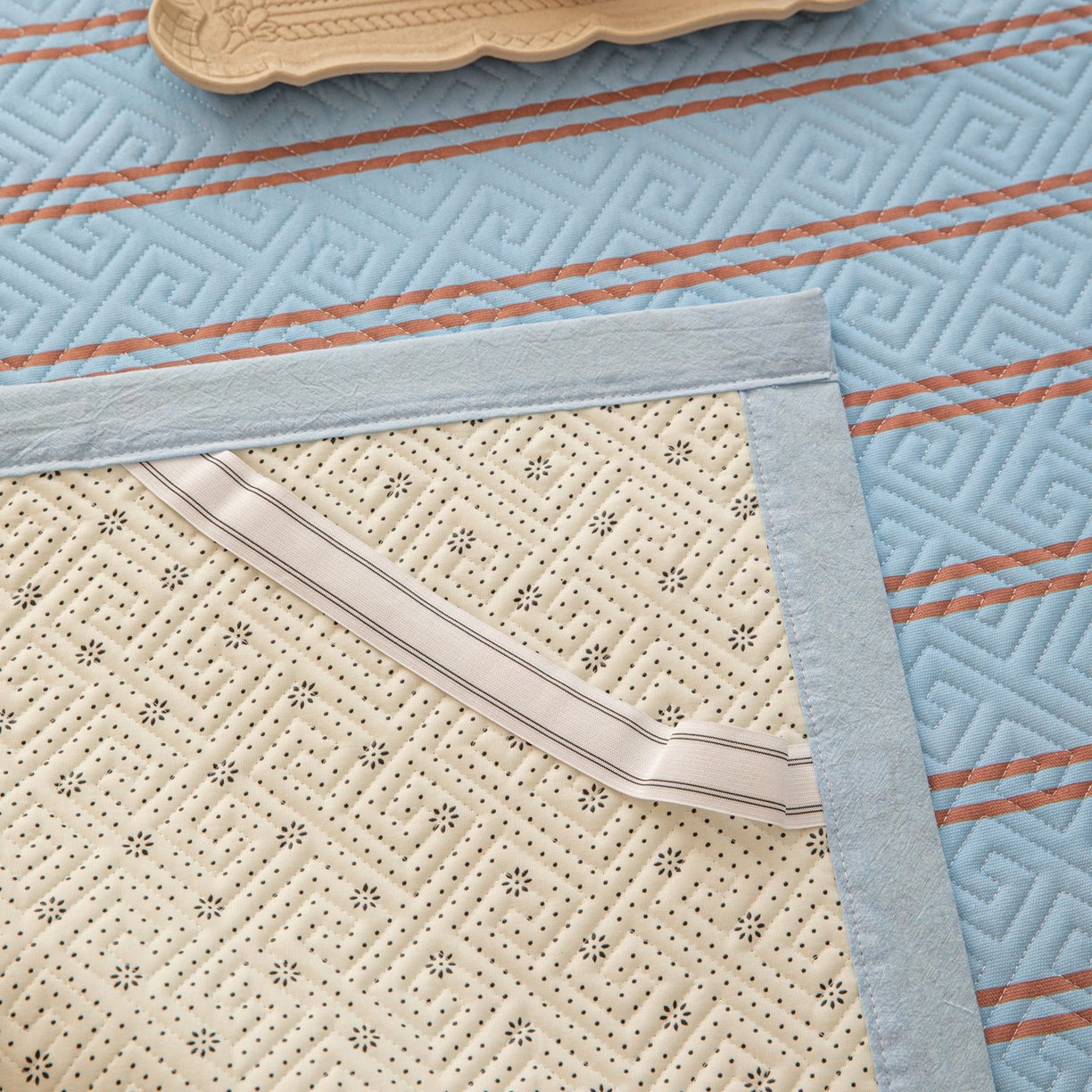 91家纺网 家纺一手货源 找家纺 雅萱家纺 2026春夏新款全棉老粗布软席凉席席子 软席-纹蓝