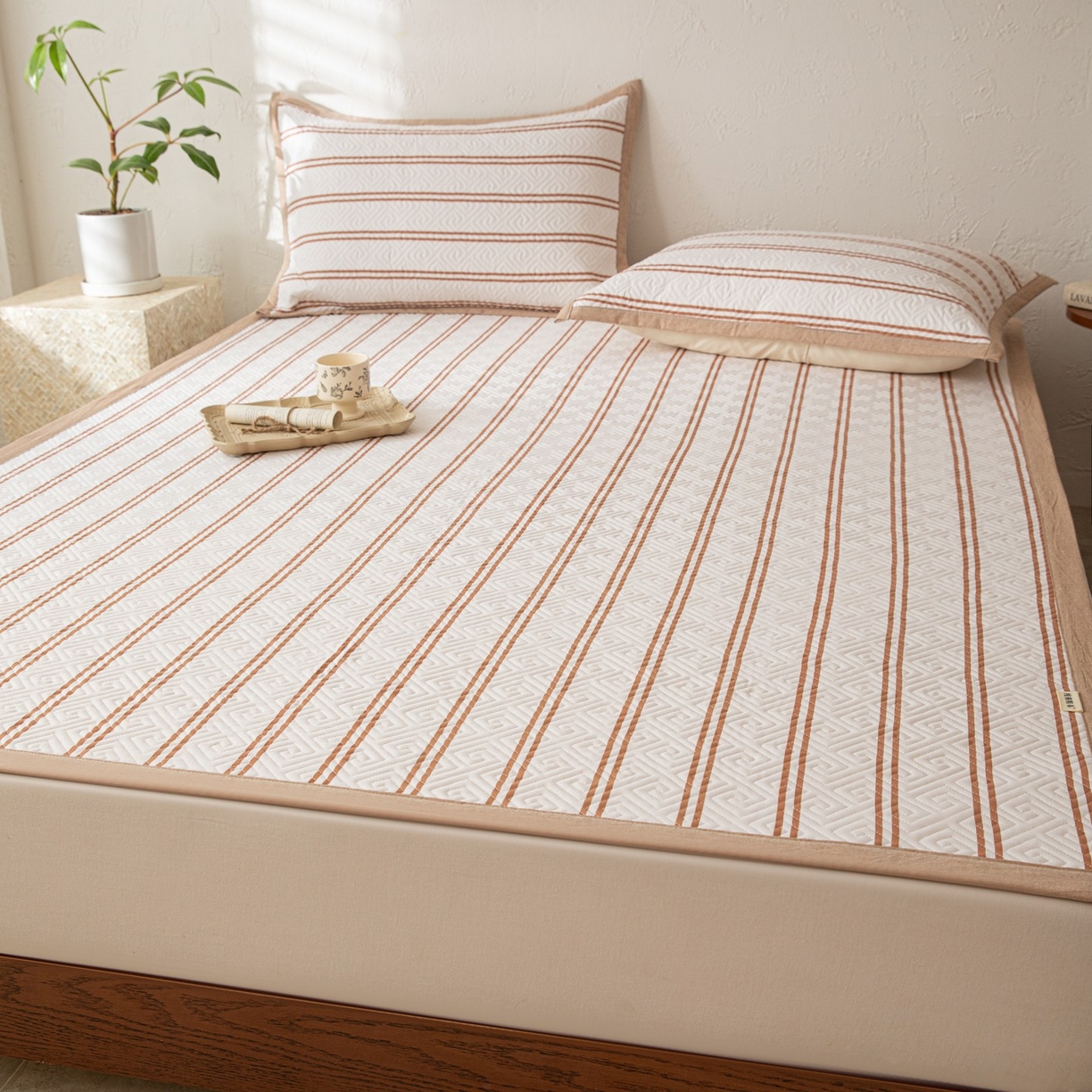 91家纺网 家纺一手货源 找家纺 雅萱家纺 2026春夏新款全棉老粗布软席凉席席子 软席-卡其色