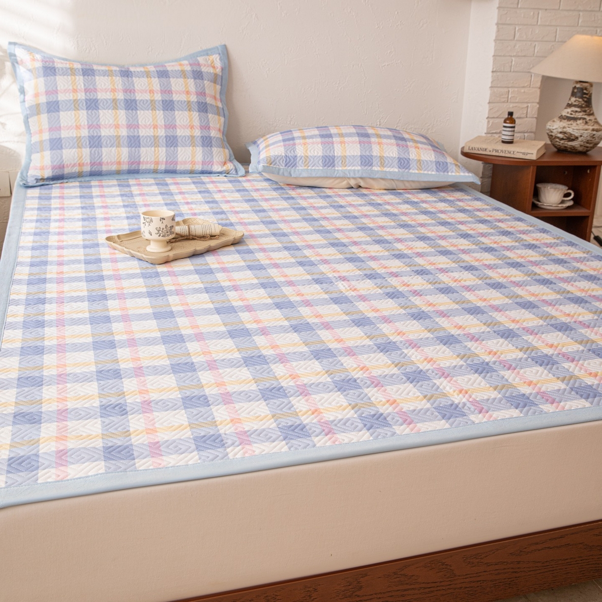 91家纺网 家纺一手货源 找家纺 雅萱家纺 2026春夏新款全棉老粗布软席凉席席子 软席-无印蓝