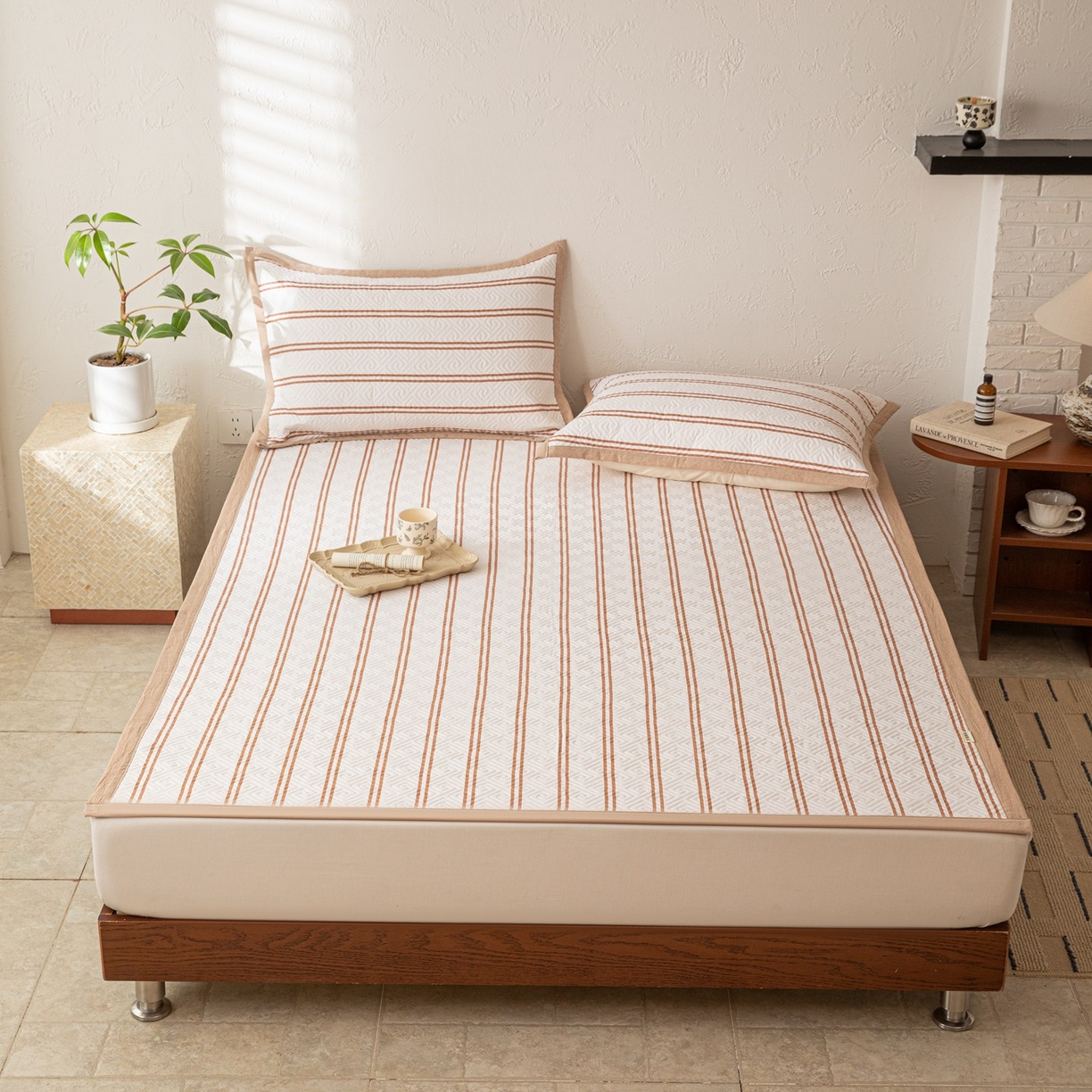 91家纺网 家纺一手货源 找家纺 雅萱家纺 2026春夏新款全棉老粗布软席凉席席子 软席-卡其色