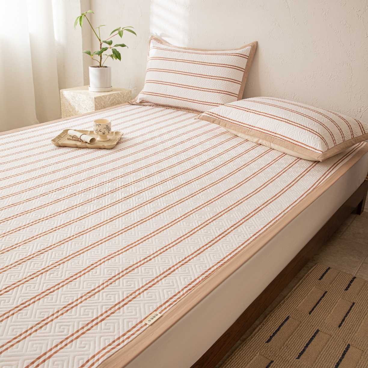 91家纺网 家纺一手货源 找家纺 雅萱家纺 2026春夏新款全棉老粗布软席凉席席子 软席-卡其色