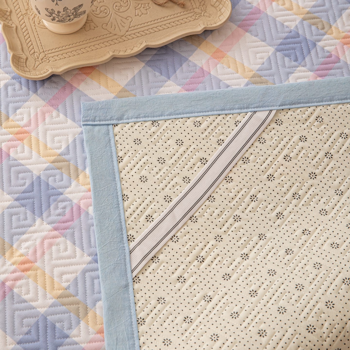 91家纺网 家纺一手货源 找家纺 雅萱家纺 2026春夏新款全棉老粗布软席凉席席子 软席-无印蓝