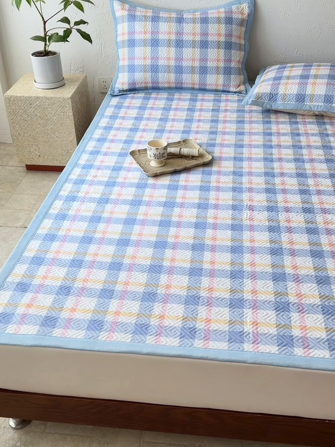 91家纺网 家纺一手货源 找家纺 雅萱家纺 2026春夏新款全棉老粗布软席凉席席子 软席-无印蓝