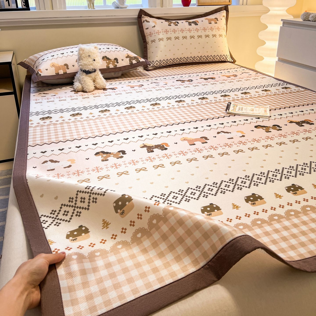 91家纺网 家纺一手货源 找家纺 （总）女子家纺 2026新款费尔岛风冰丝凉席