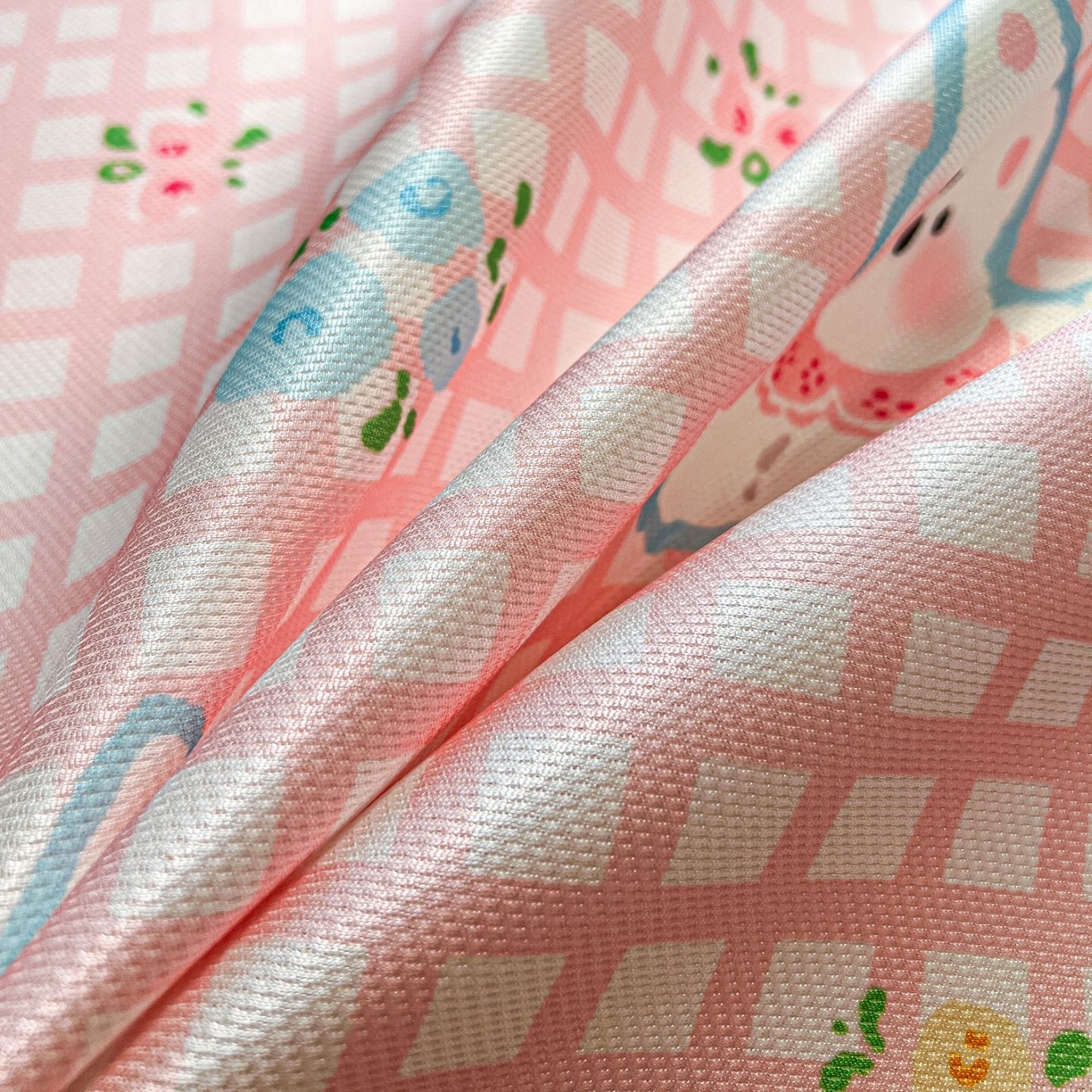 91家纺网 家纺一手货源 找家纺 女子家纺 2026新款费尔岛风冰丝凉席 粉格西高