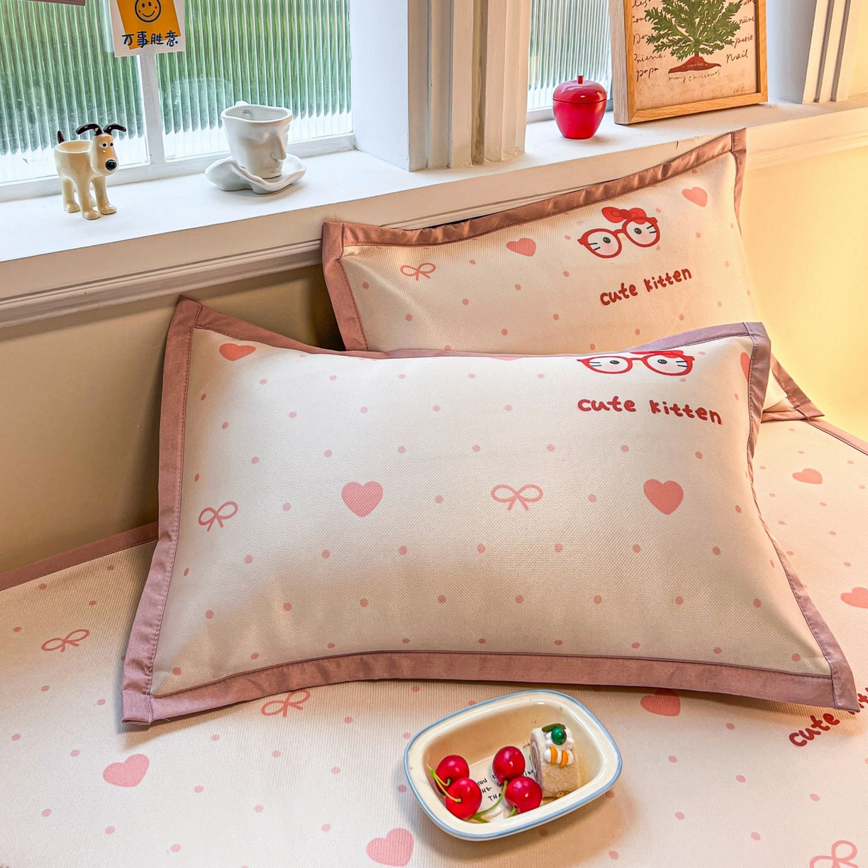 91家纺网 家纺一手货源 找家纺 女子家纺 2026新款费尔岛风冰丝凉席 甜心凯蒂