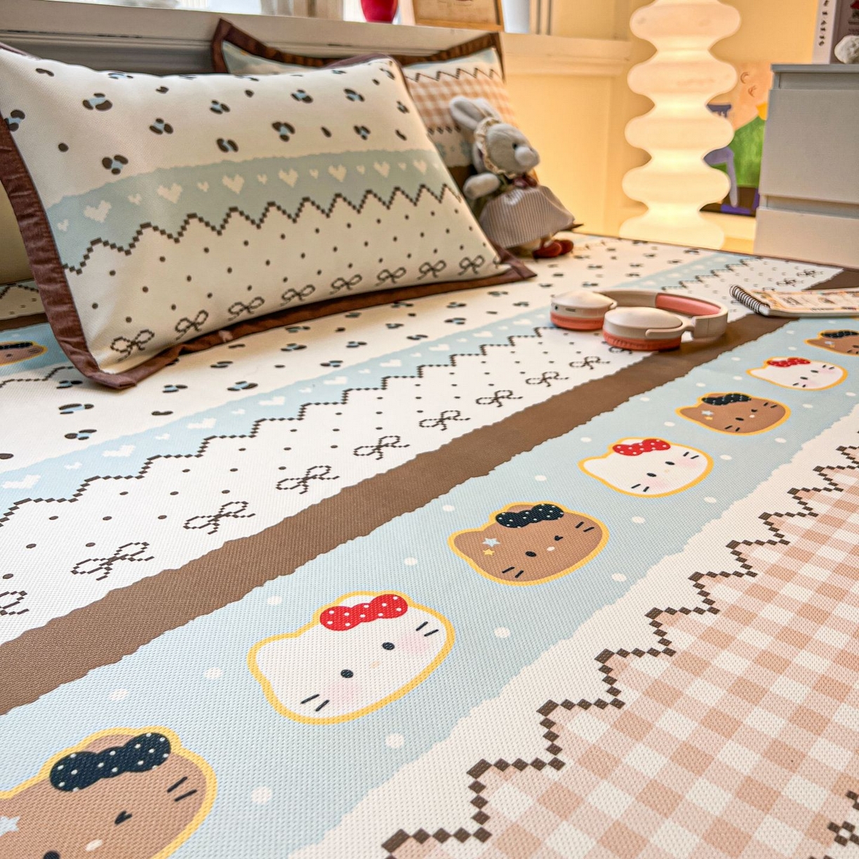 91家纺网 家纺一手货源 找家纺 女子家纺 2026新款费尔岛风冰丝凉席 奶咖喵语