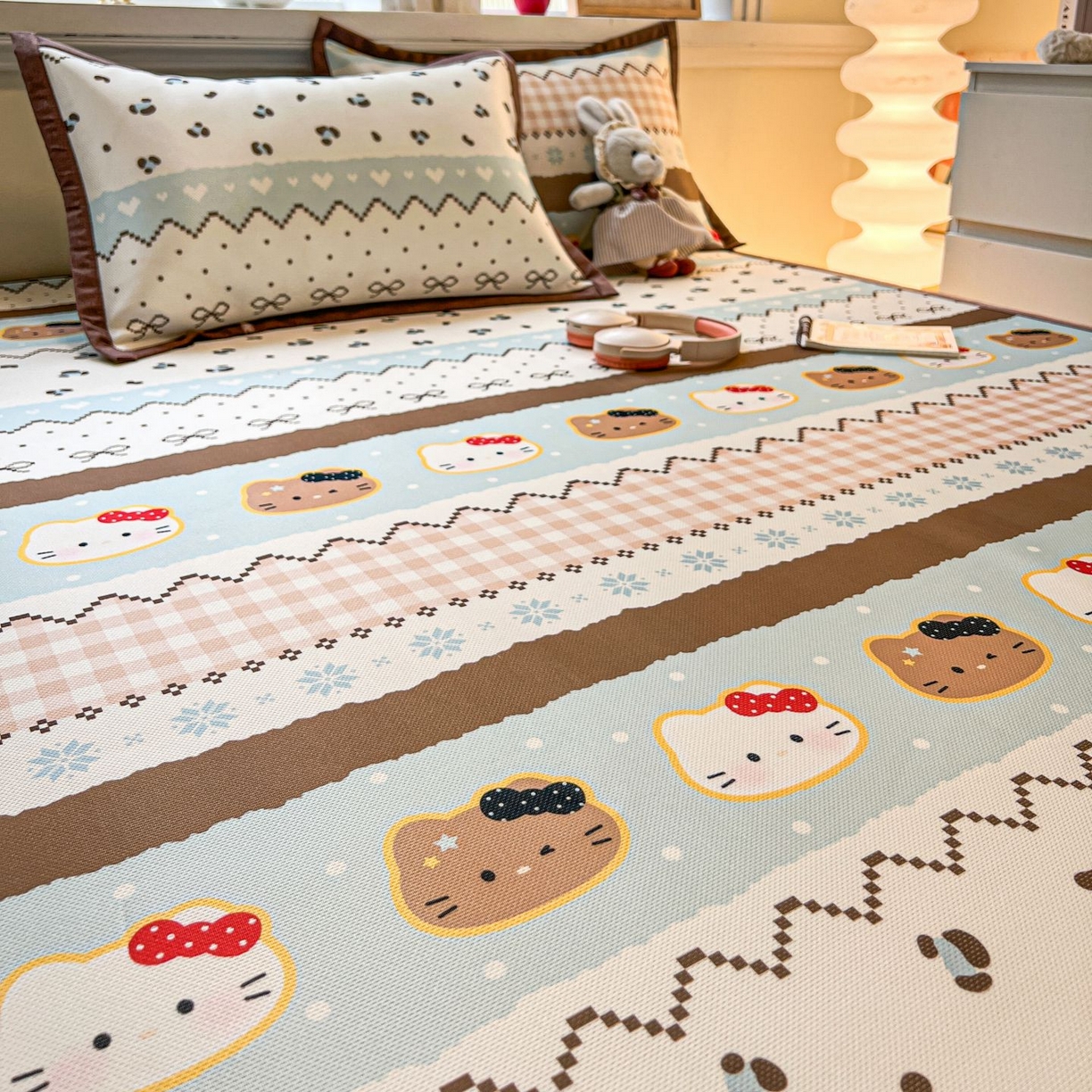 91家纺网 家纺一手货源 找家纺 女子家纺 2026新款费尔岛风冰丝凉席 奶咖喵语