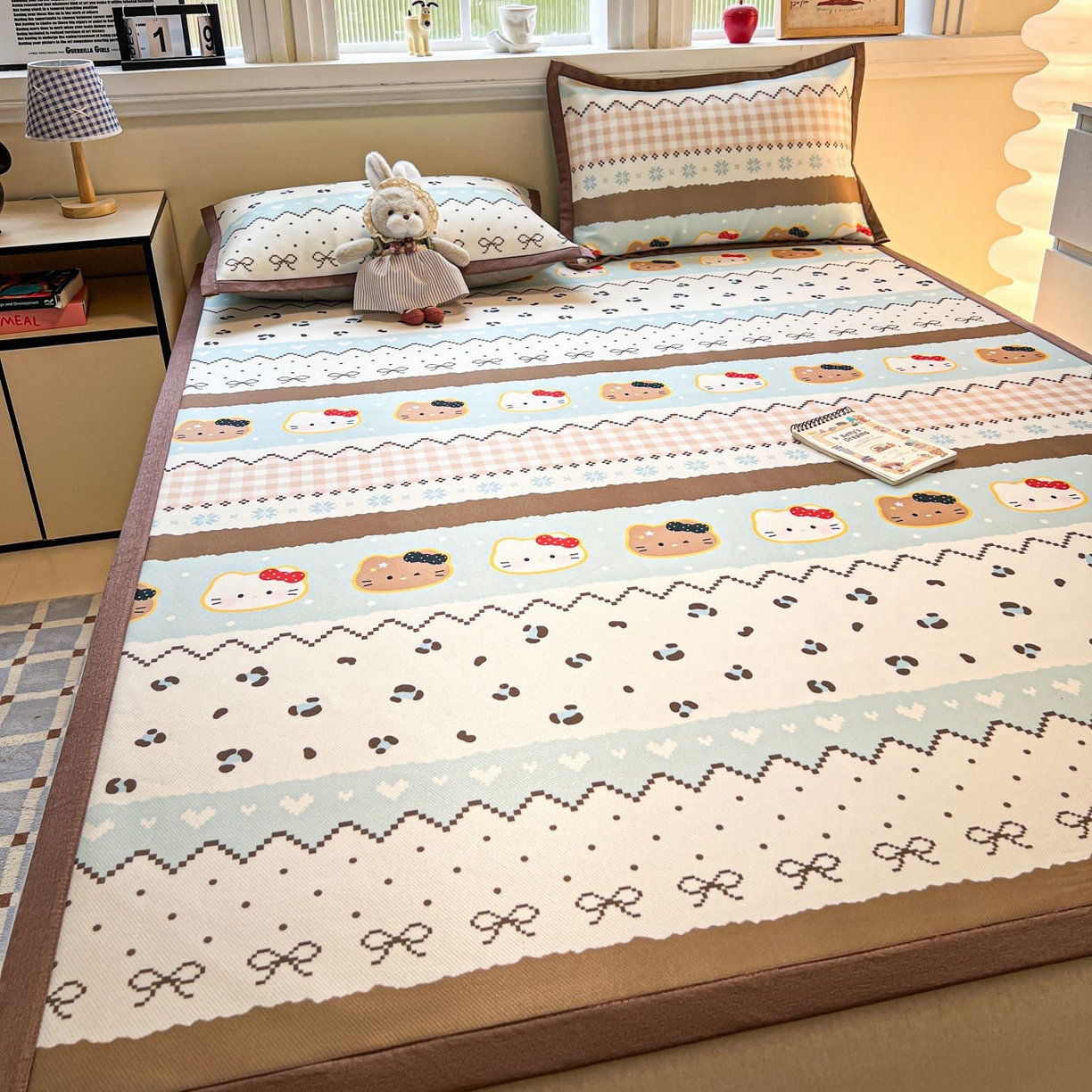 91家纺网 家纺一手货源 找家纺 女子家纺 2026新款费尔岛风冰丝凉席 奶咖喵语