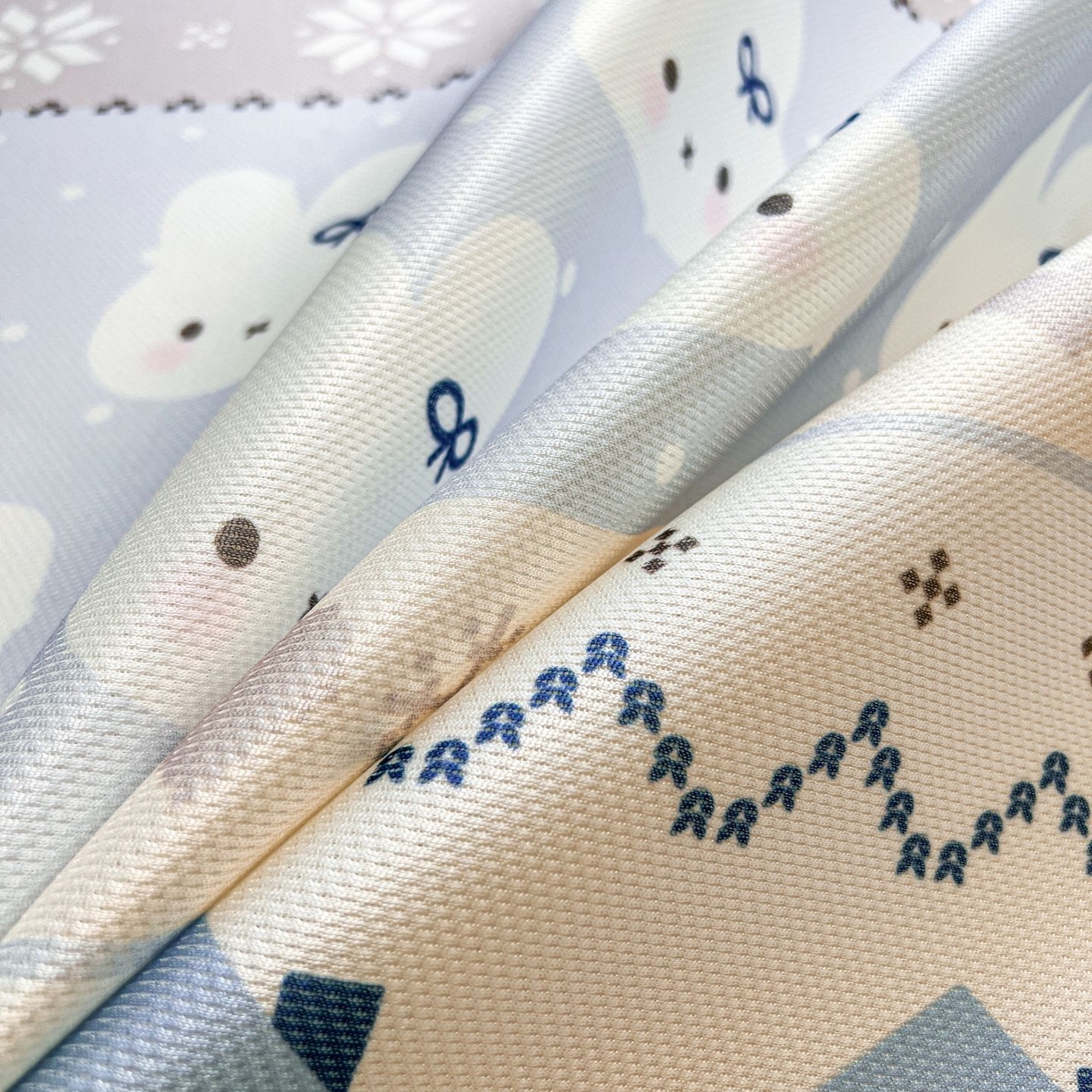 91家纺网 家纺一手货源 找家纺 女子家纺 2026新款费尔岛风冰丝凉席 蓝兔奶冻