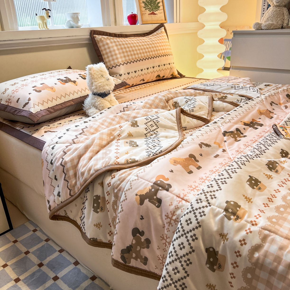 91家纺网 家纺一手货源 找家纺 （总）女子家纺 2026新款费尔岛风冰丝凉席夏被套件系列