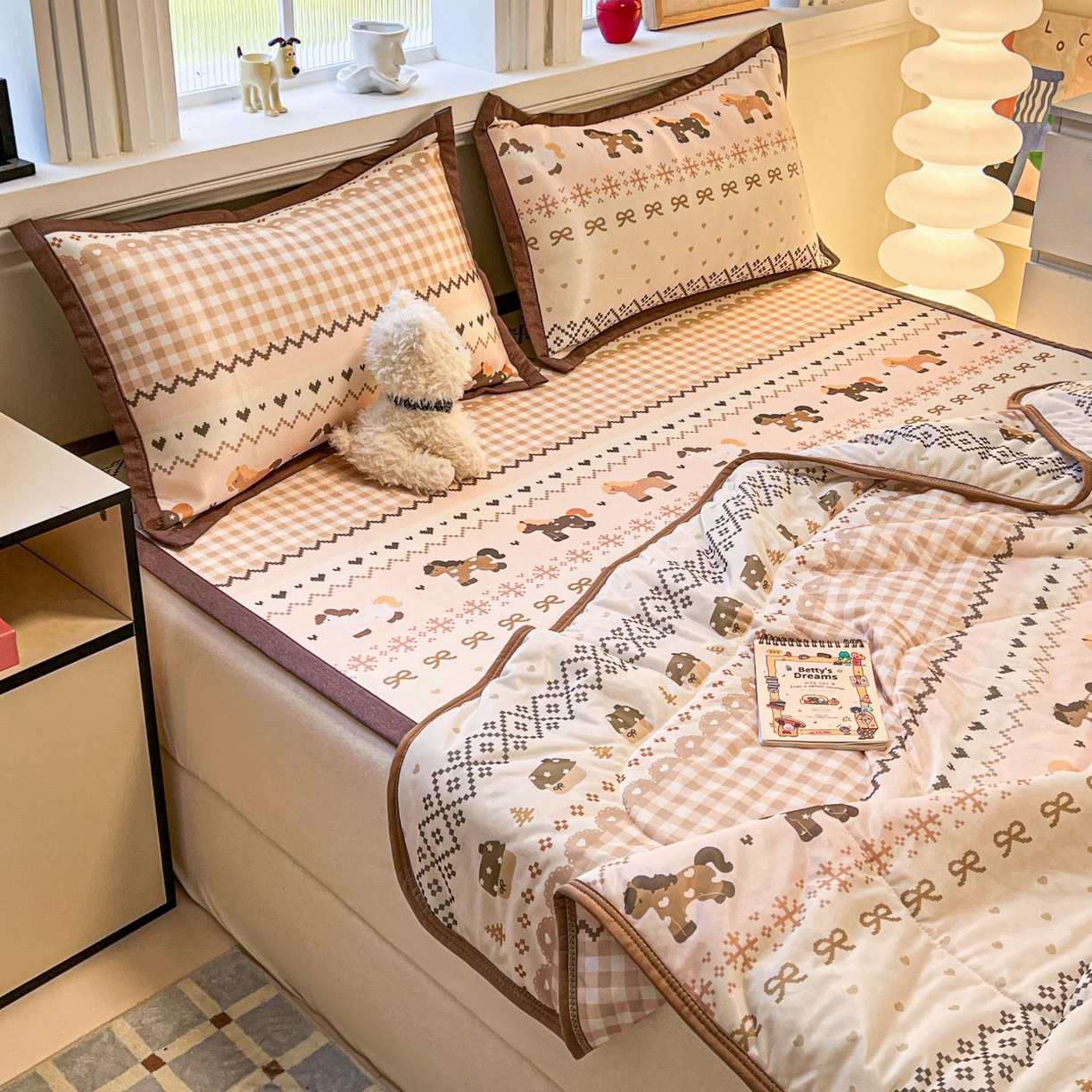 91家纺网 家纺一手货源 找家纺 （总）女子家纺 2026新款费尔岛风冰丝凉席夏被套件系列