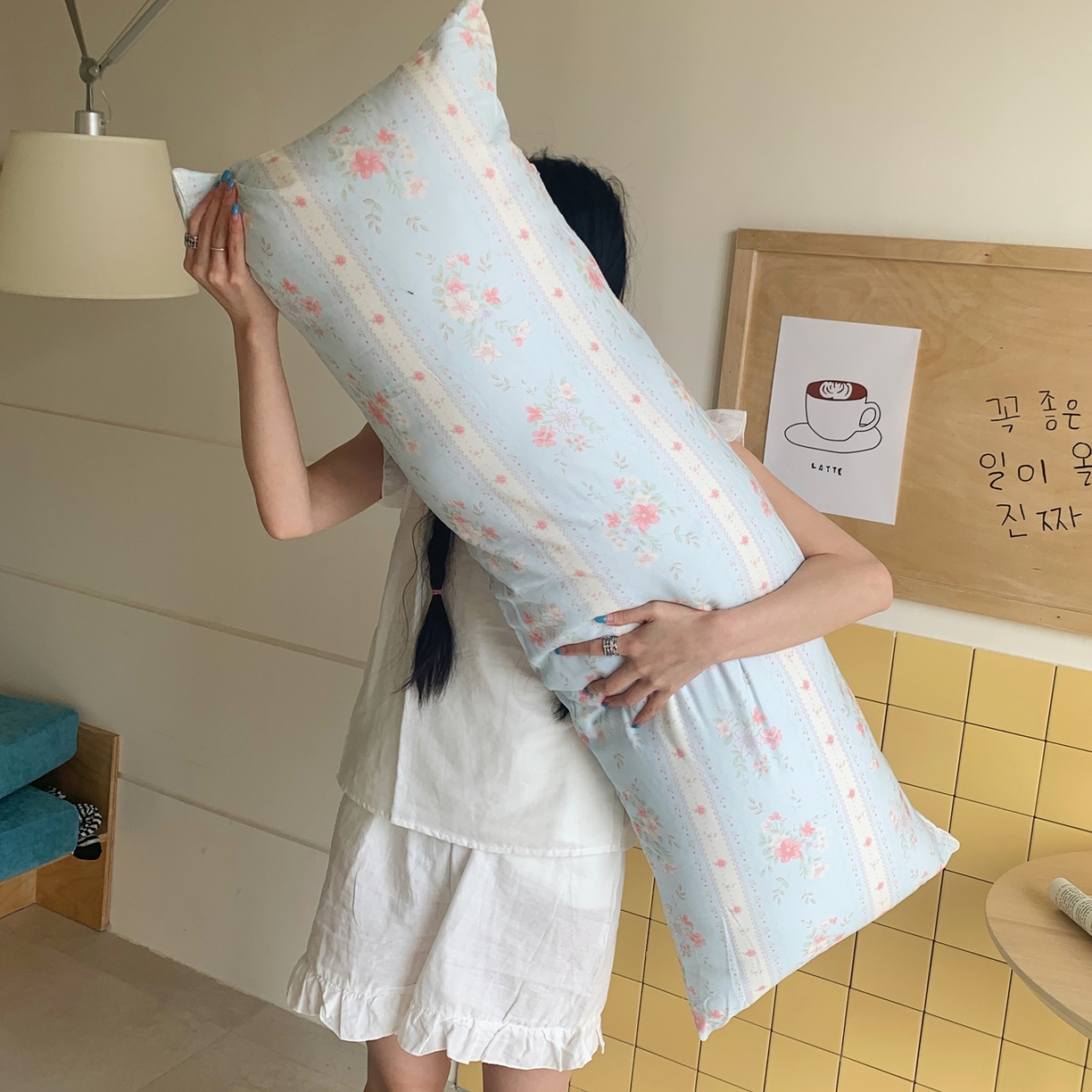 桃喜 2026新款全棉巨无霸长抱枕 全棉长抱枕-馥郁蓝
