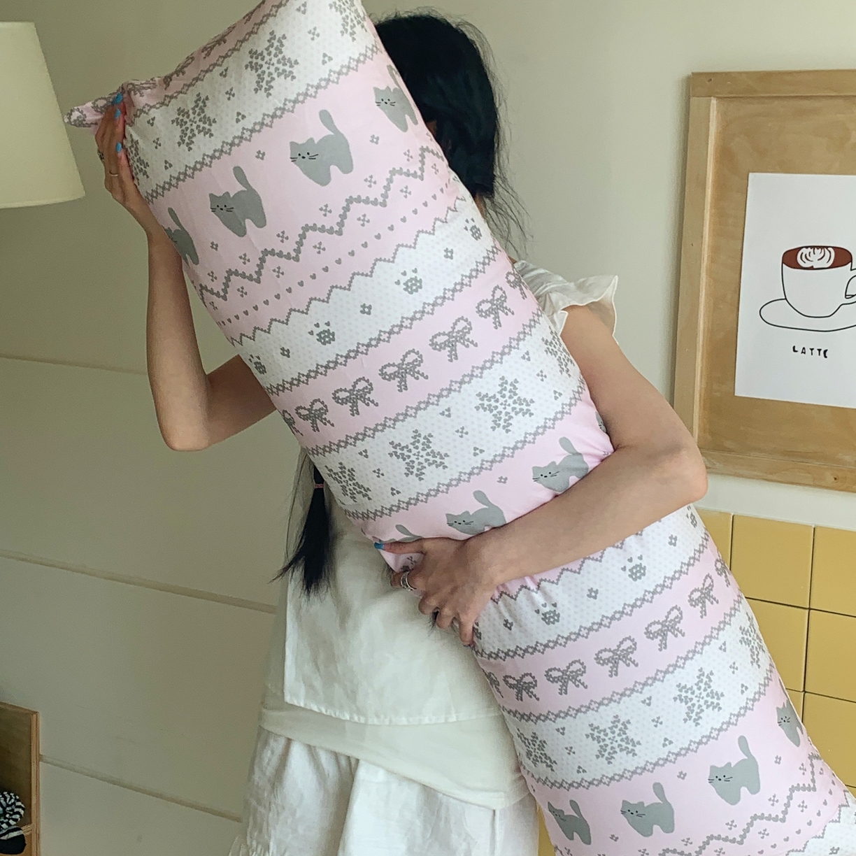 桃喜 2026新款全棉巨无霸长抱枕 全棉长抱枕-费尔岛小猫