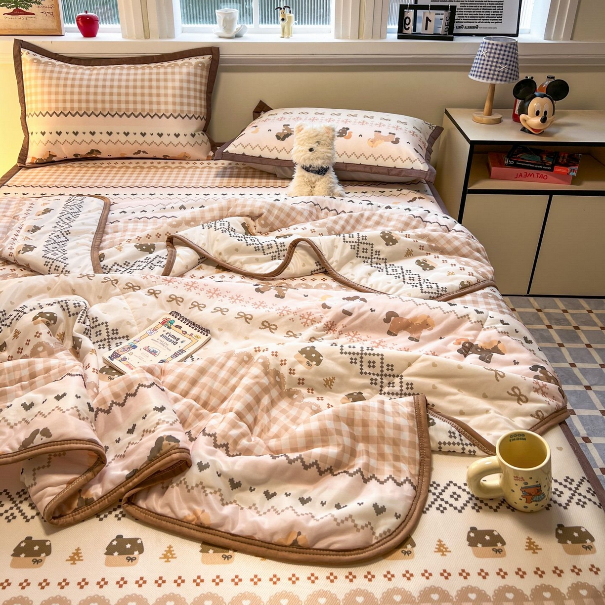 女子家纺 2026新款费尔岛风冰丝凉席夏被套件系列 费尔岛马