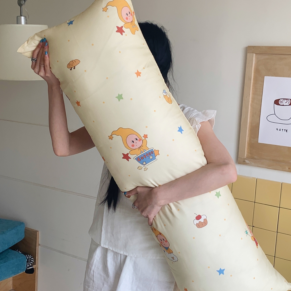 桃喜 2026新款全棉巨无霸长抱枕 全棉长抱枕-小星星
