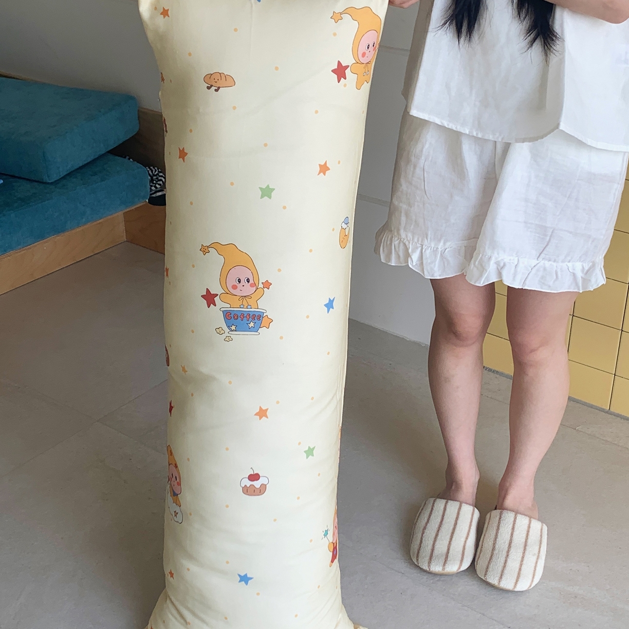 91家纺网 家纺一手货源 找家纺 桃喜 2026新款全棉巨无霸长抱枕 全棉长抱枕-小星星