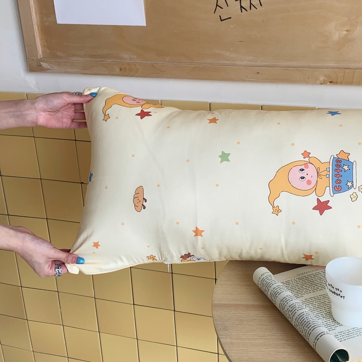 91家纺网 家纺一手货源 找家纺 桃喜 2026新款全棉巨无霸长抱枕 全棉长抱枕-小星星