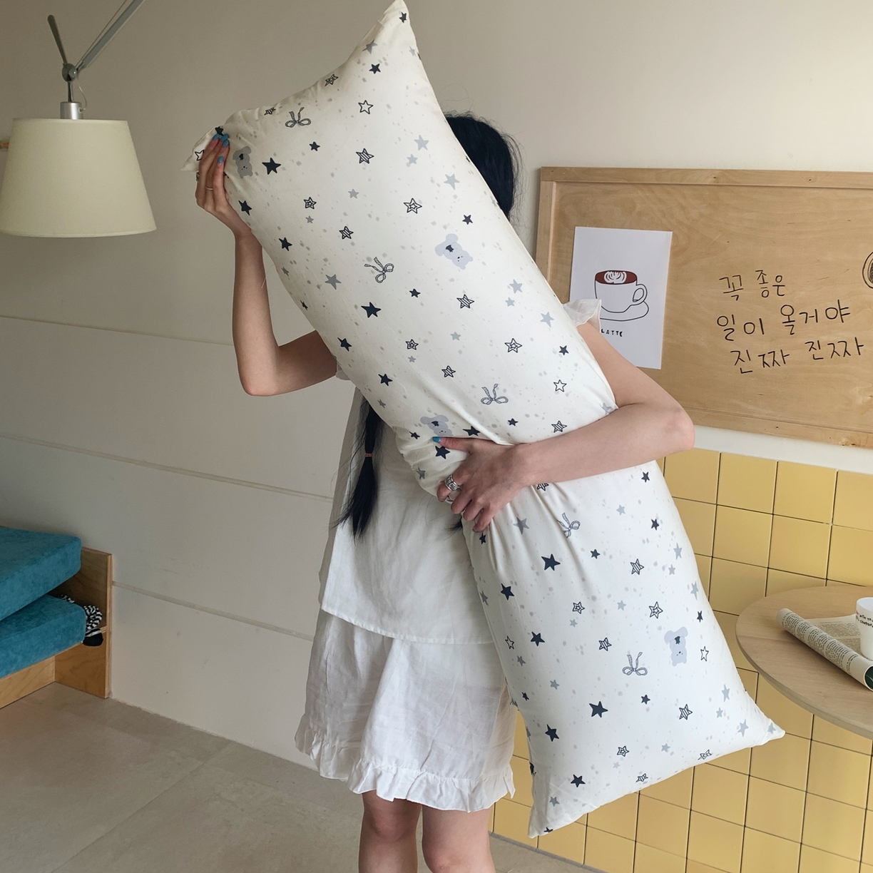 桃喜 2026新款全棉巨无霸长抱枕 全棉长抱枕-黑白星星熊