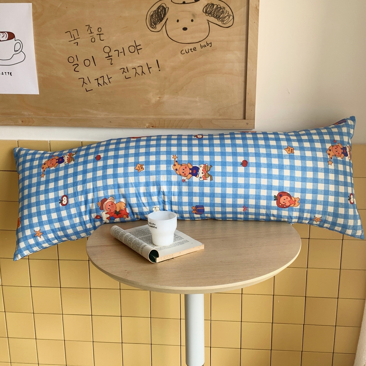 91家纺网 家纺一手货源 找家纺 桃喜 2026新款全棉巨无霸长抱枕 全棉长抱枕-蓝格小星星