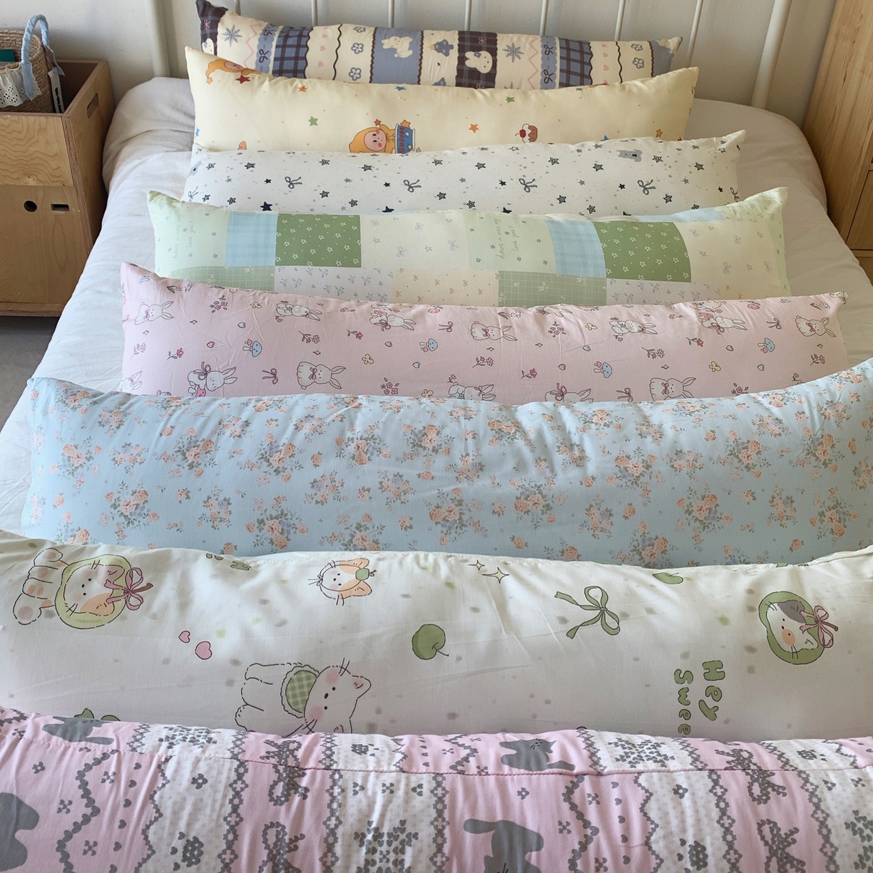 91家纺网 家纺一手货源 找家纺 桃喜 2026新款全棉巨无霸长抱枕 组合图（仅供展示不可下单）