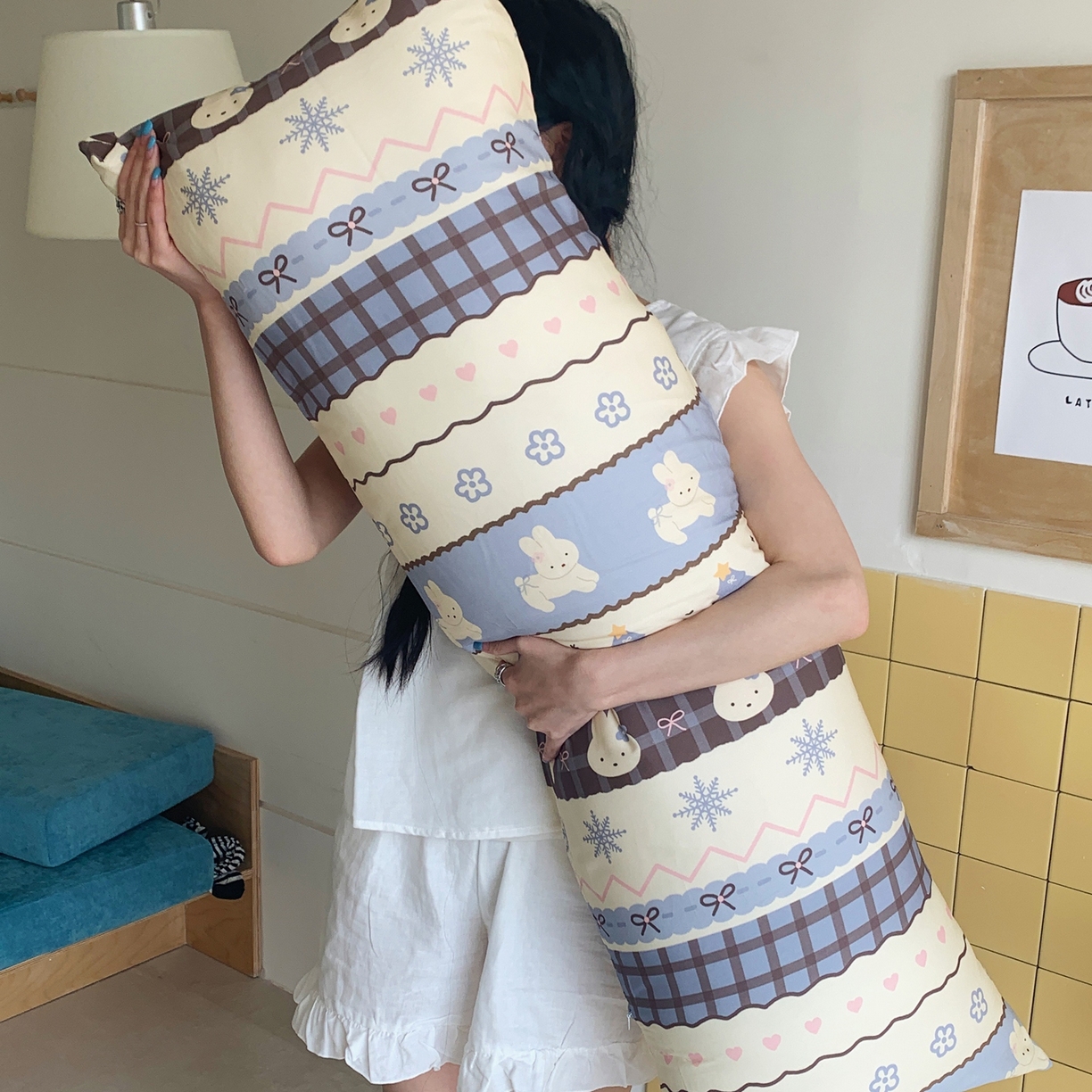 91家纺网 家纺一手货源 找家纺 桃喜 2026新款全棉巨无霸长抱枕 全棉长抱枕-费尔岛小兔