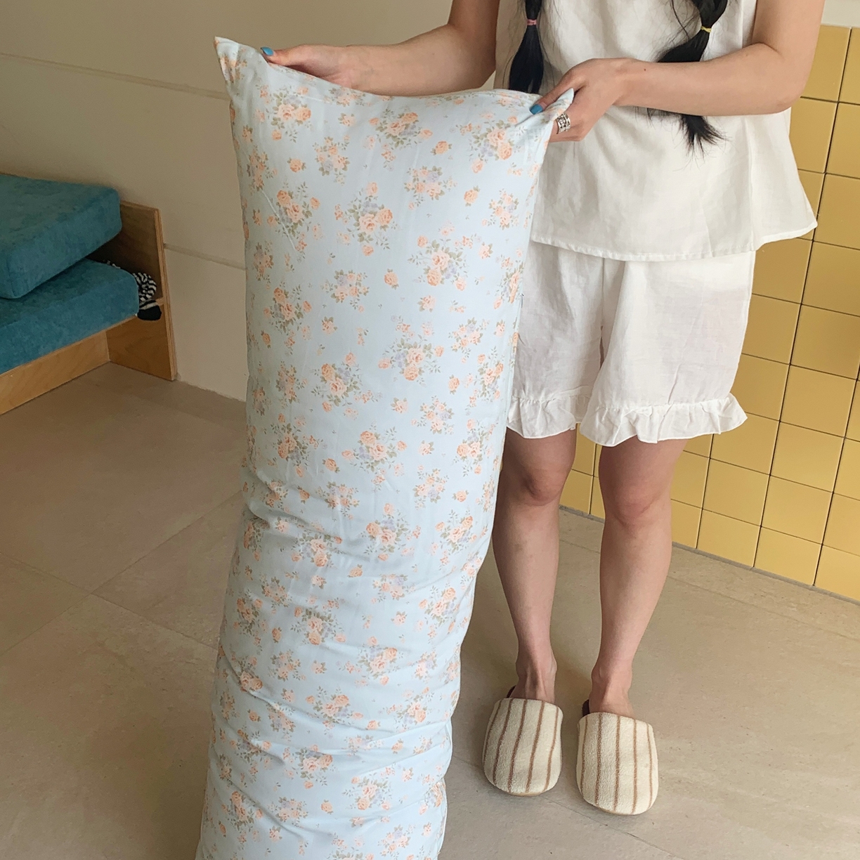 91家纺网 家纺一手货源 找家纺 桃喜 2026新款全棉巨无霸长抱枕 全棉长抱枕-山茶