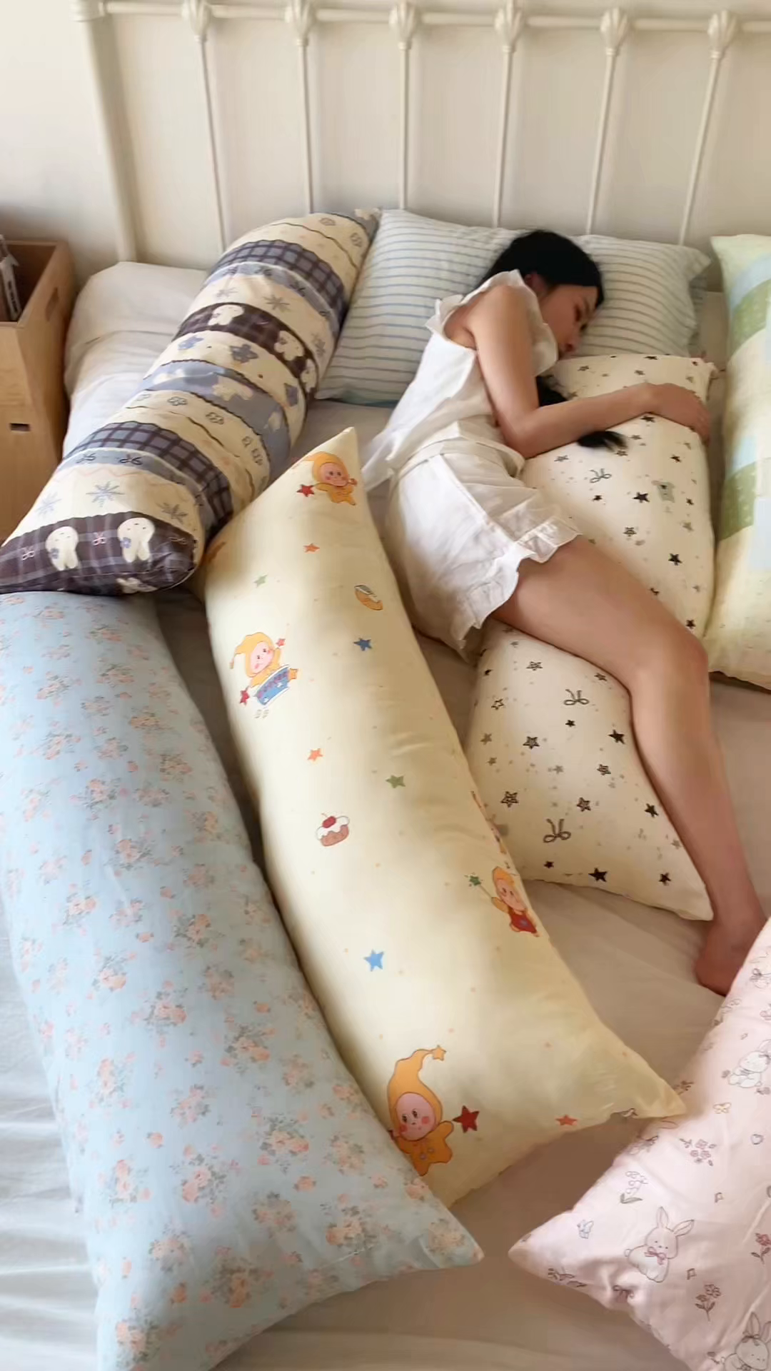 91家纺网 家纺一手货源 找家纺 桃喜 2026新款全棉巨无霸长抱枕 全棉长抱枕-小星星